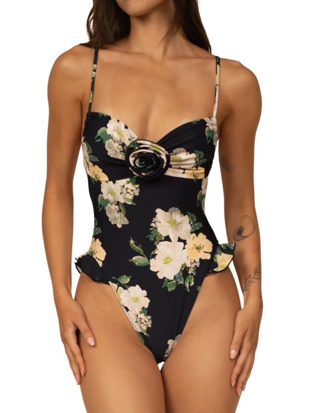 NWOT Montce Liz Floral Devin Rosa Ruffle One-Piece